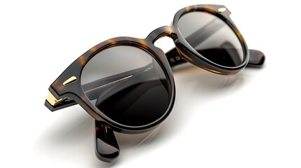 Stylish Gold Frame Blue Lens Sunglasses. Lovely ColorFul Sunglasses and White Background  
