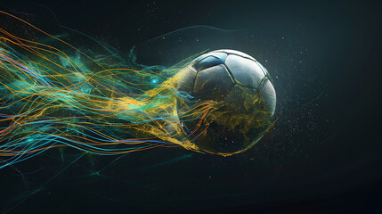 A Dynamic Football in MotionCaptivating Spinning Scene Against a Stark Black Background