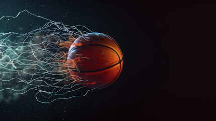 Dynamic Motion of a Spinning BasketballCapturing Energy and Athleticism Against a Stark Black Background