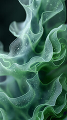 abstract background with green wavy texture on dark background, underwater life