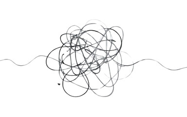 Vector psychotherapy complex chaos mess and order path. Messy drawn sketch purpose simple ball concept scribble. Chaos knot line psychotherapy continuous vector illustration art.