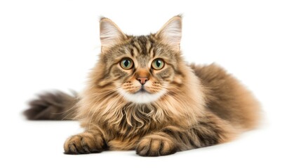 Obraz premium Cat sitting or lying down, isolated on a white background