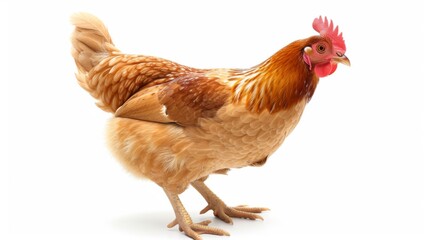 Fototapeta premium Rooster standing proudly, isolated on a white background