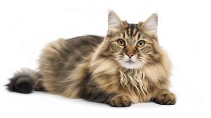 Obraz premium Cat sitting or lying down, isolated on a white background