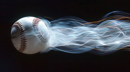 Dynamic Motion of a Spinning Baseball Against a Stark Black BackgroundCapturing Energy and Speed in a Striking Visual Display