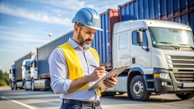 Efficient Cargo Transportation Manager Reviewing Detailed Shipping Schedule