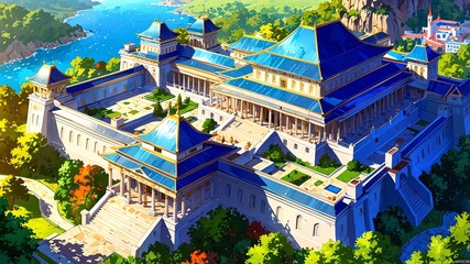 Obraz premium vibrant breathtaking panoramic view of a royal palace background