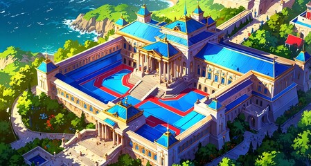 Obraz premium vibrant breathtaking panoramic view of a royal palace background