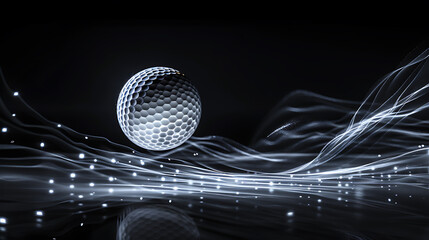 Dynamic Golf Ball in Mid-AirA Stunning Display of Motion and Light Against a Black Background