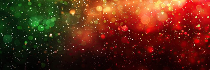 Fototapeta premium Red and green abstract background with twinkling star patterns