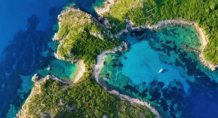 Corfu, 10 June 2024: Ionian Islands of Greece Corfu. Panoramic view of the breathtaking porto Timoni.