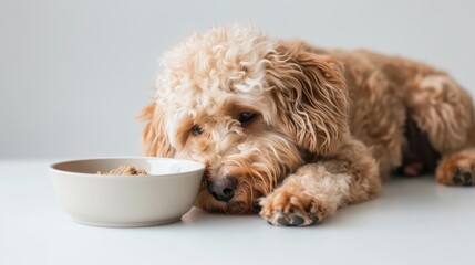 "Cozy Mealtime with a Furry Friend." Table manners with a water dog