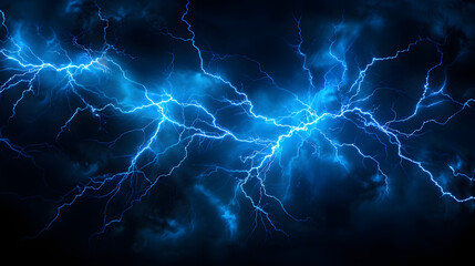 Striking Blue Electric Lightning Bolts on Dark Background for Creative Digital Projects and Visual Effects
