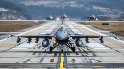 Air force aircraft on a runway