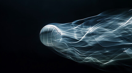 Dynamic Volleyball ActionA High-Energy Scene of a Spinning Volleyball in Motion Against a Deep Black Background