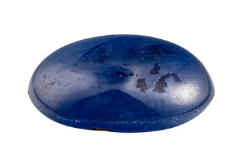 natural blue sapphire gem on the isolated white background