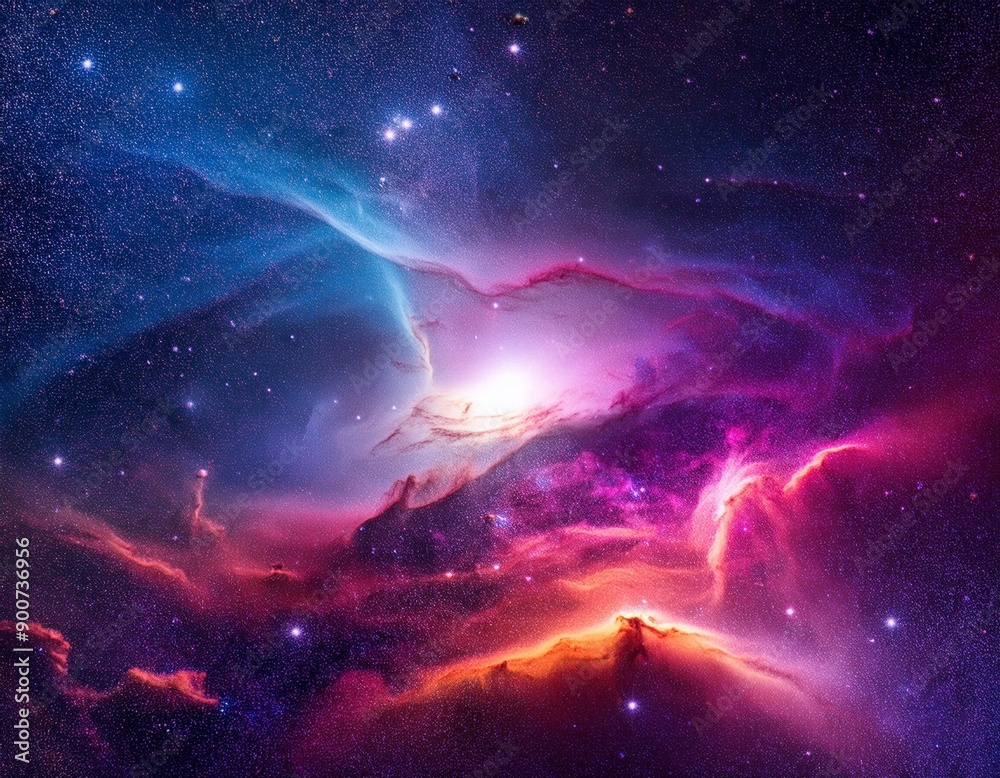 Wall mural captivating view of colorful nebula in the night sky, outer space background, abstract nebula space 