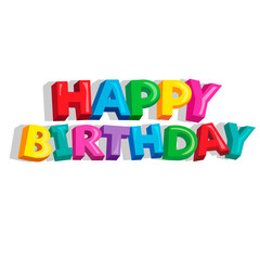 Happy birthday inscription on white background