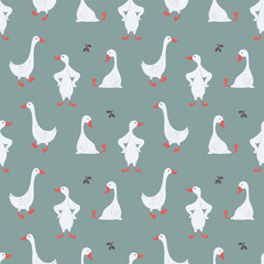 funny geese seamless pattern