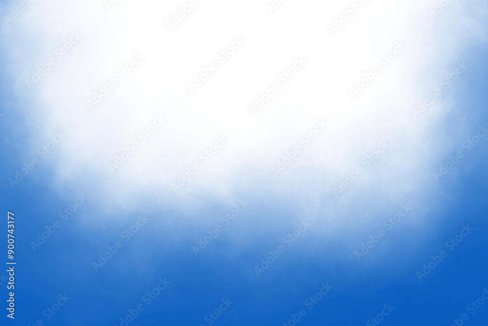 Wall mural blue smoke frame border isolated on transparent background. rising mist fog frame element. blue sky 