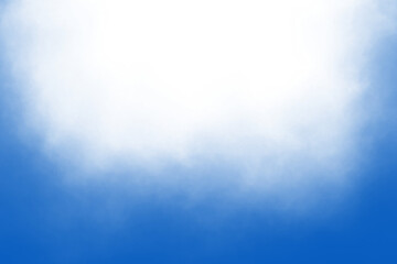 Blue smoke frame border isolated on transparent background. rising mist fog frame element. blue sky with clouds