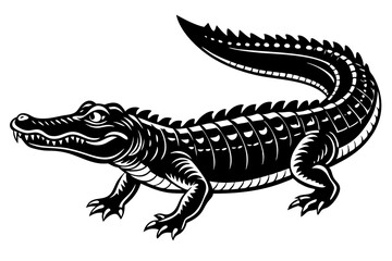 Alligator  black and white silhouette