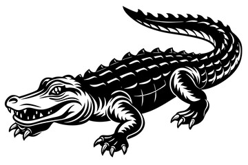 Alligator  black and white silhouette