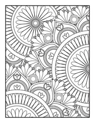 Mandala Coloring Book For Adult.  Mandala Coloring Book. Seamless vector pattern. Black and white linear drawing. coloring page for children and adults. Mandala Coloring Pages.