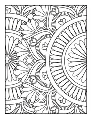 Mandala Coloring Book For Adult.  Mandala Coloring Book. Seamless vector pattern. Black and white linear drawing. coloring page for children and adults. Mandala Coloring Pages.