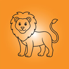A lion vector and line art
