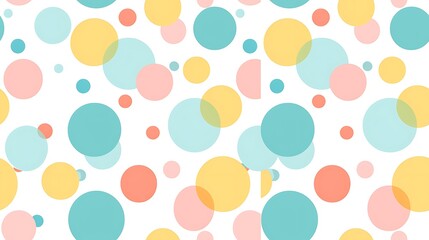 A playful and colorful pattern of overlapping circles in soft pastel hues, perfect for cheerful and modern designs.  Seamless