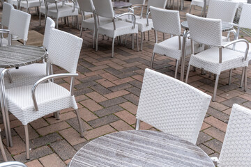 empty chairs and table outdoor.