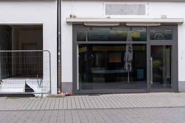 windows of a desolated shop.