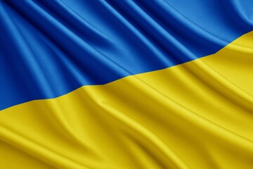 Close up full framed wave Ukraine fabric flag background