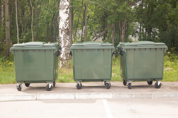 Garbage cans for garbage near the house.Garbage collection in the city.