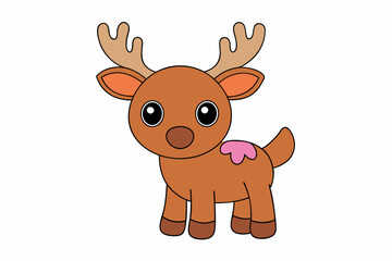 Fototapeta premium Adorable Moose Vector Graphic For Web And Print. Premium Moose Illustration Featuring Cute Design Perfect For Websites, Print Materials, Digital Content, And Creative Projects