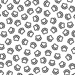 Dog Foot Print Line Style Pattern Background