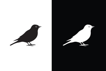 Bird icon silhouette. Logo on white black background. A Bird black white Silhouette vector.