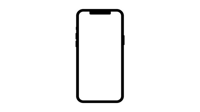 Rotate smartphone vertical to horizontal animation on white background