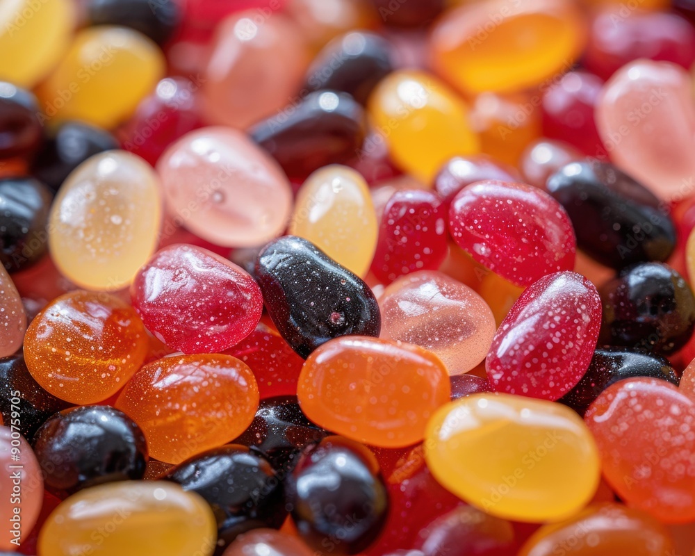 Wall mural A close-up of colorful jelly beans. AI.