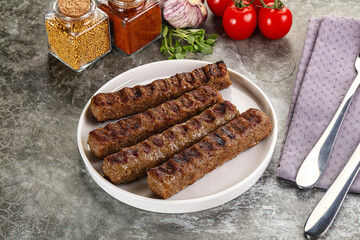 Grilled beef kebab minced meat
