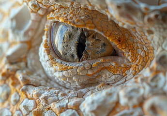 Fototapeta premium A close-up of a reptile's eye. AI.
