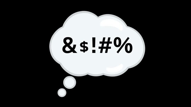 video animation thought cloud with insult text, on a transparent background with alpha channel set to zero