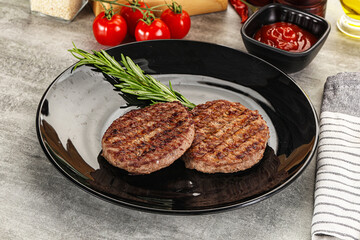 Grilled two beef burger cutlet