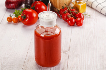 Fresh Tomato juice in the glass