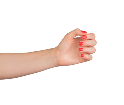 hand and arm gesture designed to hold or present an invisible object. The hand is open and outstretched, with the palm facing forward and the fingers spread in a grasping position.., transparent PNG
