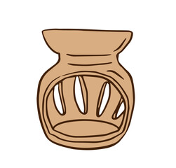 Clay incense burner with open design for aromatherapy and relaxation, ideal for creating a soothing atmosphere in homes or meditation spaces.