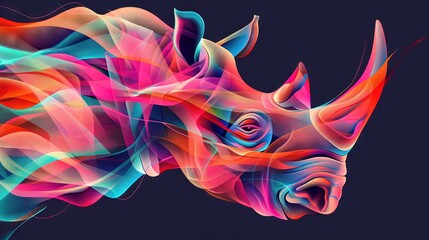   A rhino's head painted with roses in the center, framed by a rose in its neck