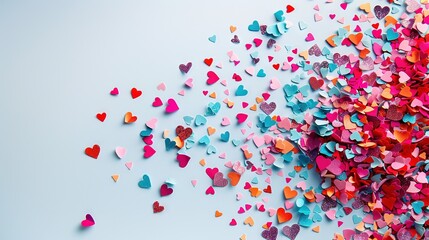 Obraz premium Heart-themed design on a blue backdrop with room for text on the left