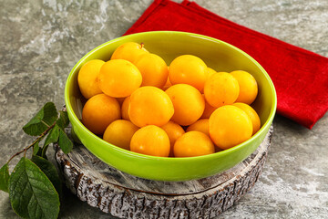 Ripe sweet juicy yellow plum